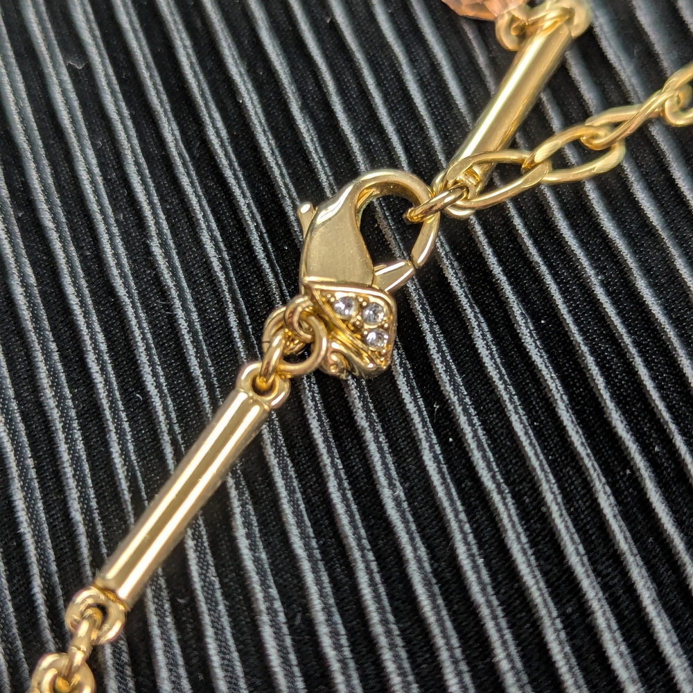 Authentic Swarovski Gold Plated Amber Topaz Austrian Crystal Necklace - Picture 4 of 10